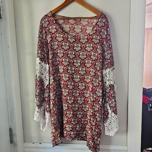Velzera 2X  Plus Size Bell Sleeve Tunic Top 2X